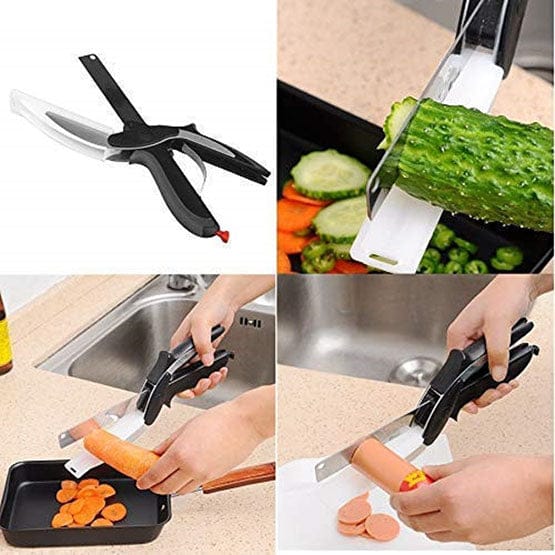 Kitchen Scissor Cutter – Slice Vegetables & Fruits Instantly with Built-in Cutting Board Pack of Two
