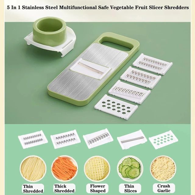 Manual Food Grater & Slicer – Multi-Functional Vegetable and Fruit Cutter with Sharp Stainless Steel Blades for Kitchen Use