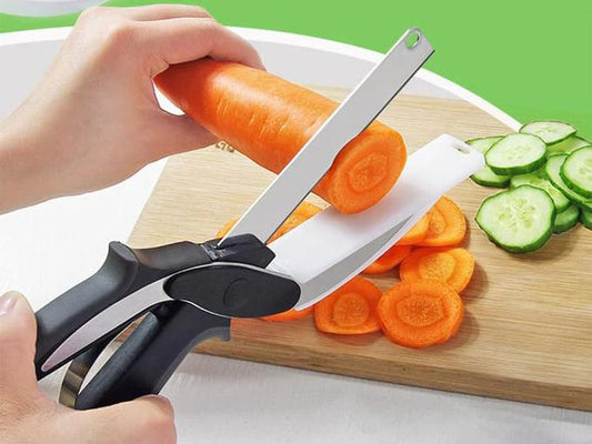 Kitchen Scissor Cutter – Slice Vegetables & Fruits Instantly with Built-in Cutting Board Pack of Two