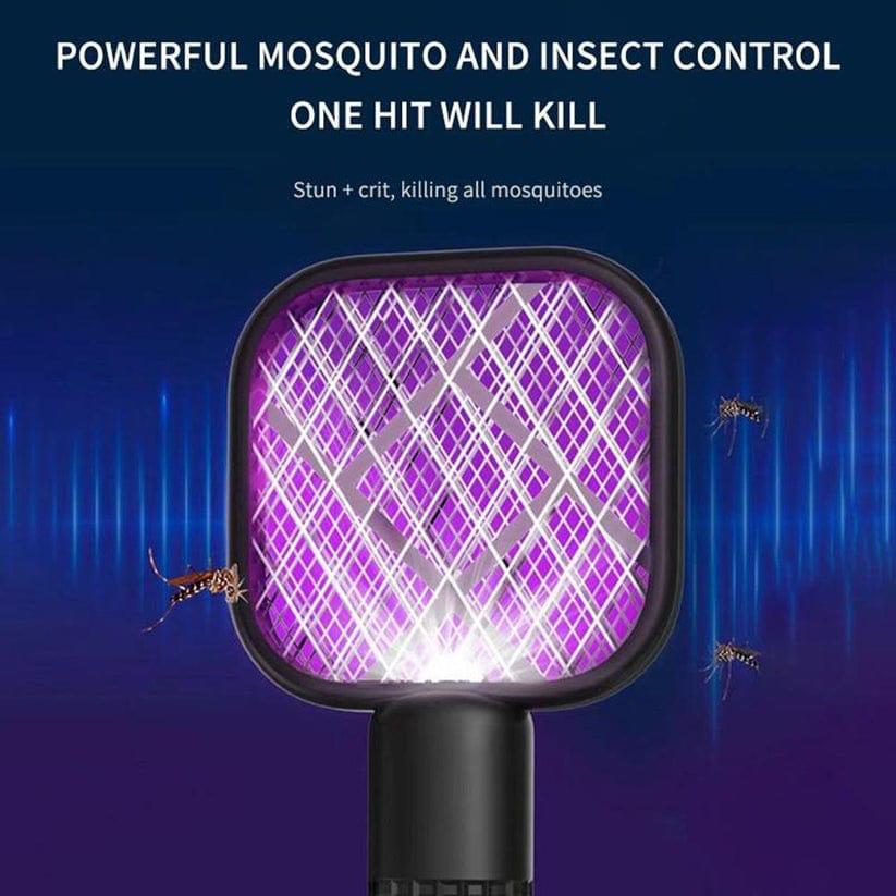 USB Rechargeable Mosquito Swatter & Trap – Portable Electric Insect Killer Racket with Safe Electric Shock Pest Control