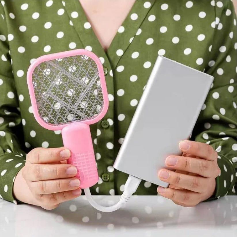 USB Rechargeable Mosquito Swatter & Trap – Portable Electric Insect Killer Racket with Safe Electric Shock Pest Control